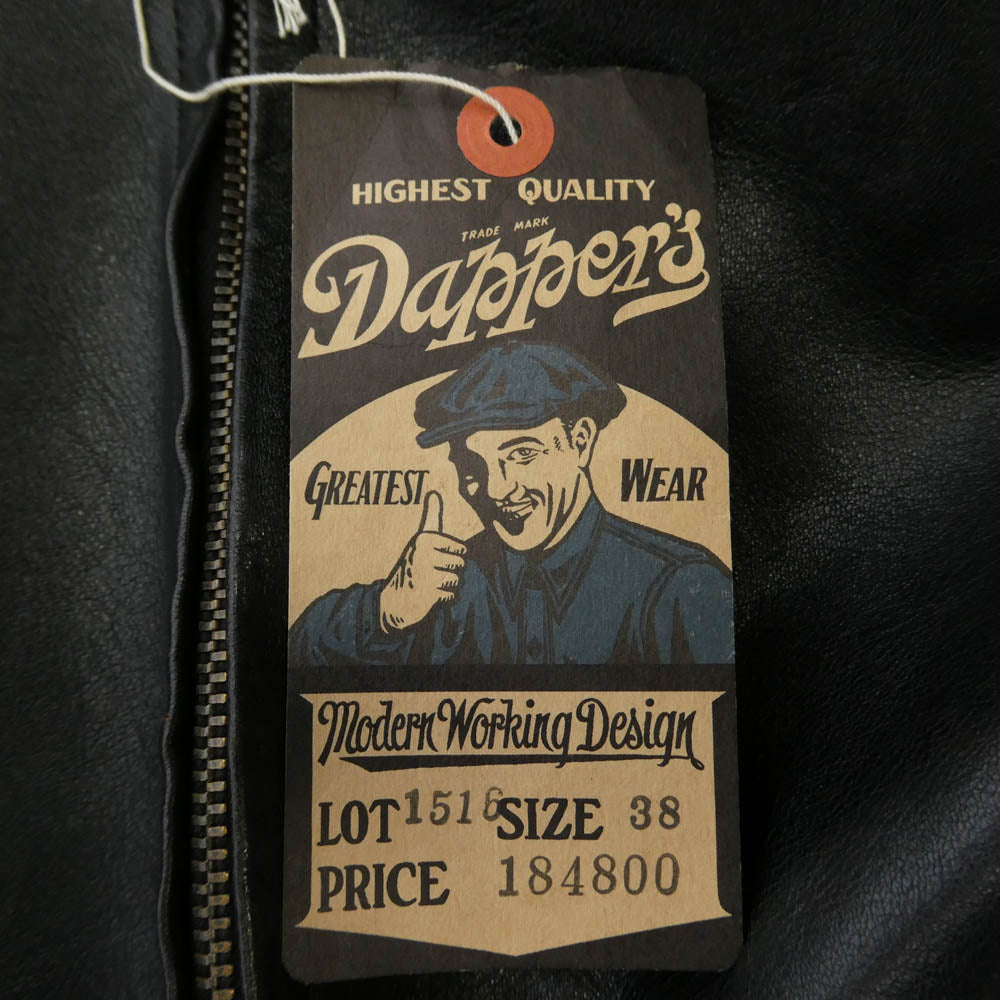 DAPPER'S ダッパーズ LOT1516 茶芯 30s Style Leather Sports Jacket レザー スポーツ ジャケット ブラック系 38【美品】【中古】