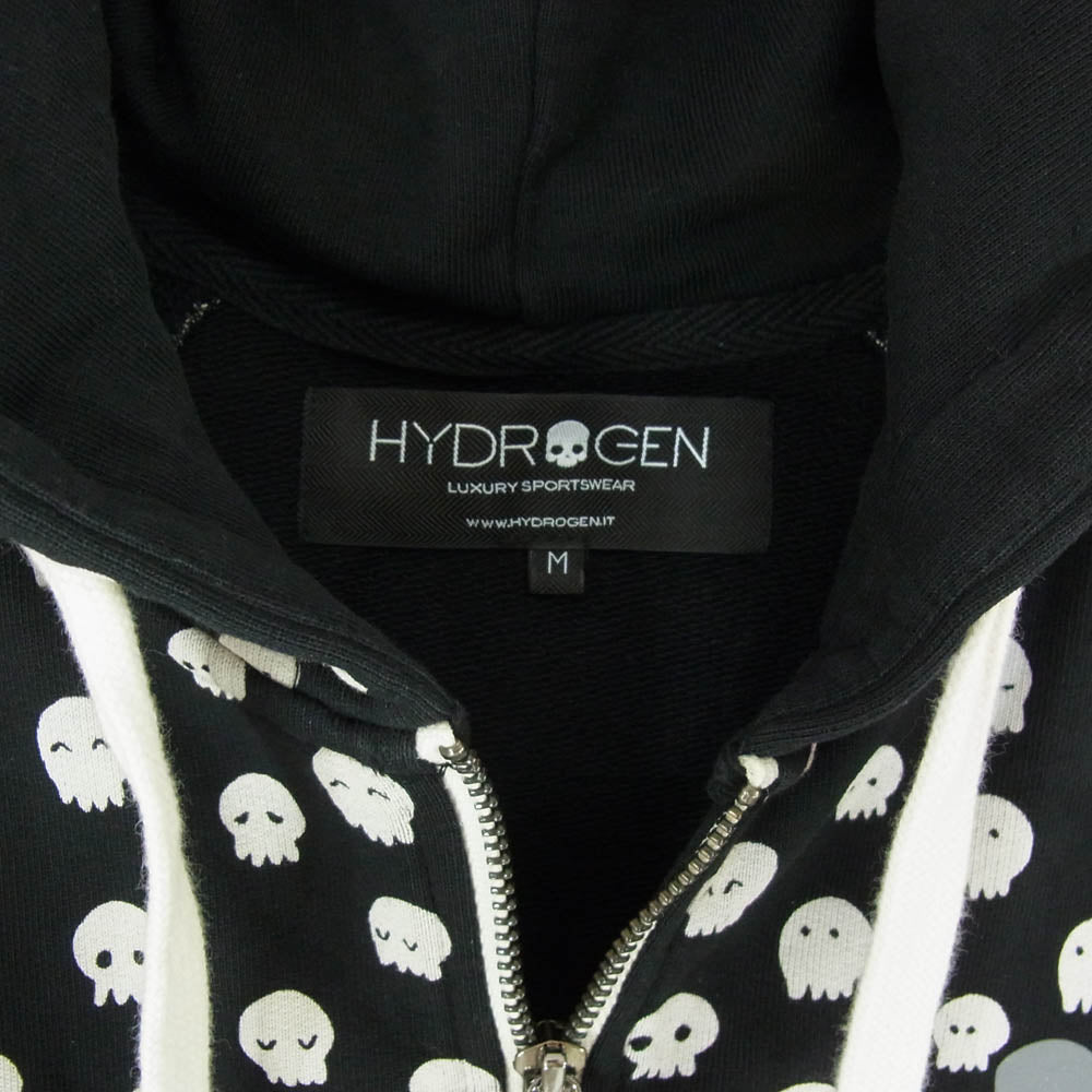 HYDROGEN ハイドロゲン ドクロ スカル ジップアップ フーディ パーカー ブラック系 M【中古】