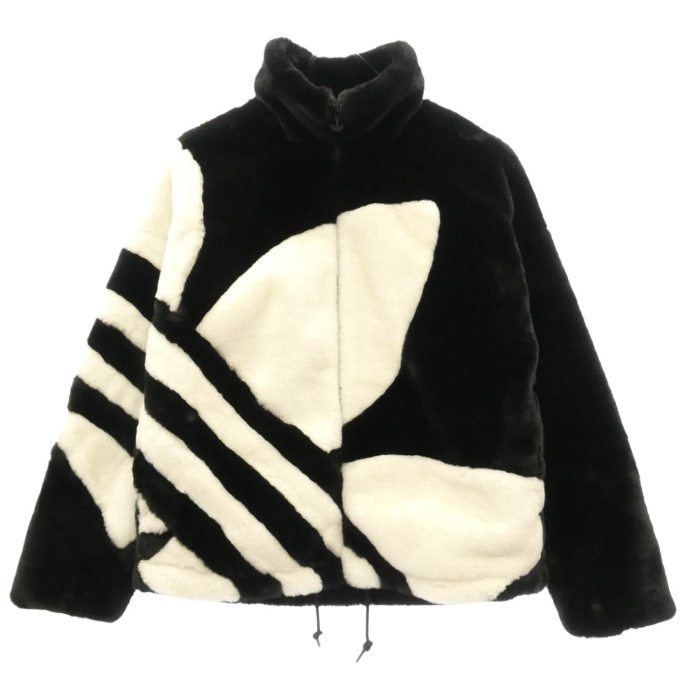 adidas アディダス HR3483 FUR JACKET トレフォイル ファー ボア ジャケット ブラック系 ホワイト系 M【中古】
