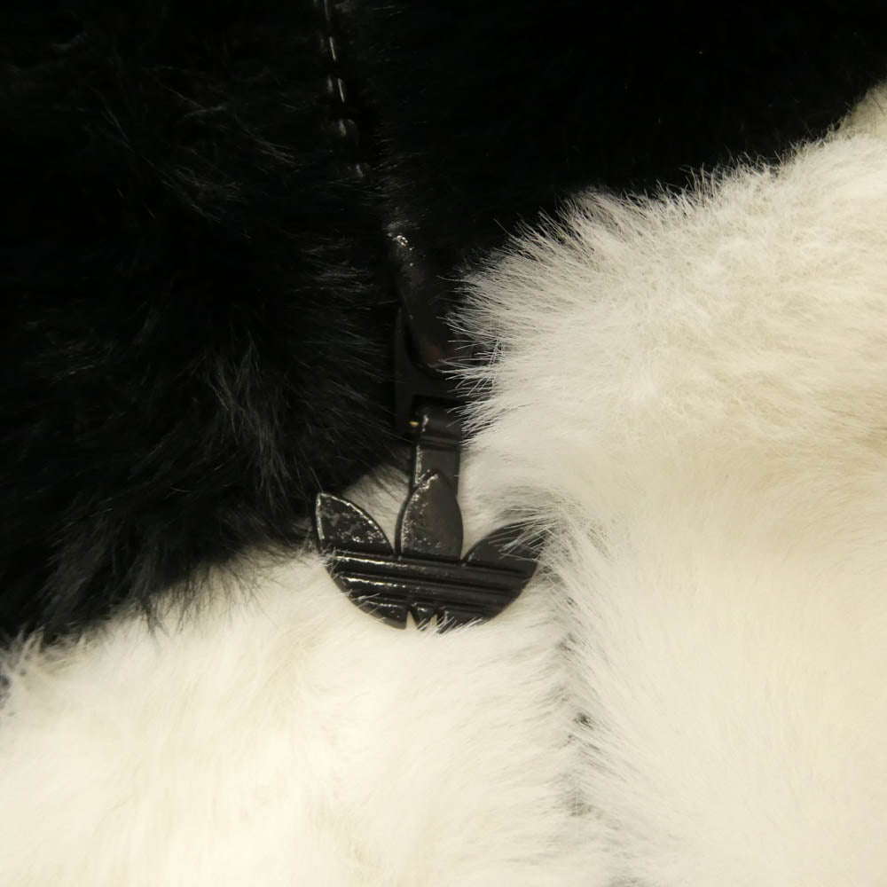 adidas アディダス HR3483 FUR JACKET トレフォイル ファー ボア ジャケット ブラック系 ホワイト系 M【中古】