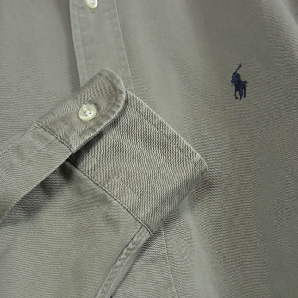 RALPH LAUREN ラルフローレン 90s ボタンダウン ロゴ刺繍 長袖シャツ グレー系 M【中古】