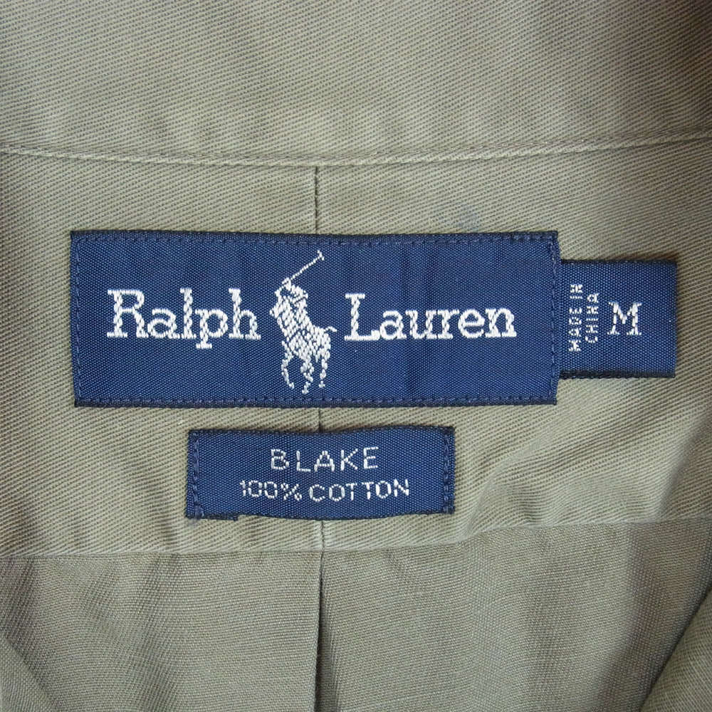 RALPH LAUREN ラルフローレン 90s ボタンダウン ロゴ刺繍 長袖シャツ グレー系 M【中古】