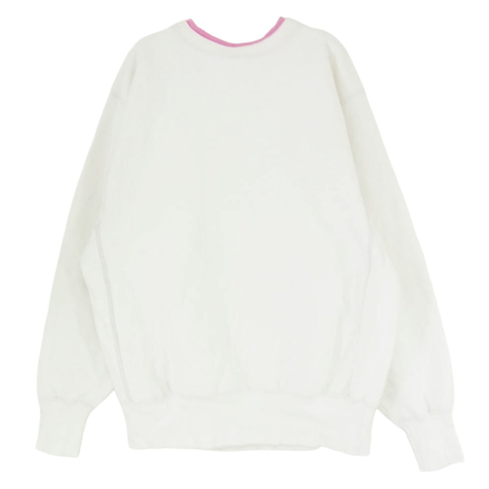 Champion チャンピオン 90s 刺繍タグ 二重襟 クルーネック 長袖 スウェット ホワイト系 XL【中古】