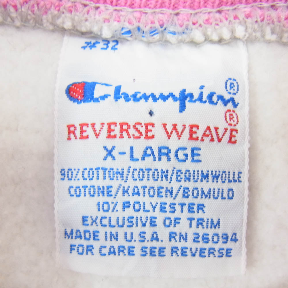 Champion チャンピオン 90s 刺繍タグ 二重襟 クルーネック 長袖 スウェット ホワイト系 XL【中古】