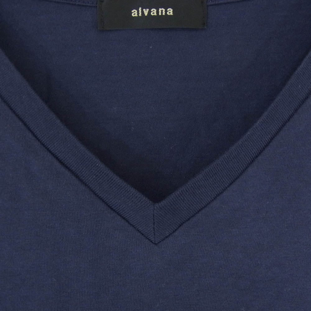 ALVANA アルヴァナ 天竺 VショートスリーブT Vネック 半袖 Tシャツ ネイビー系 2【中古】