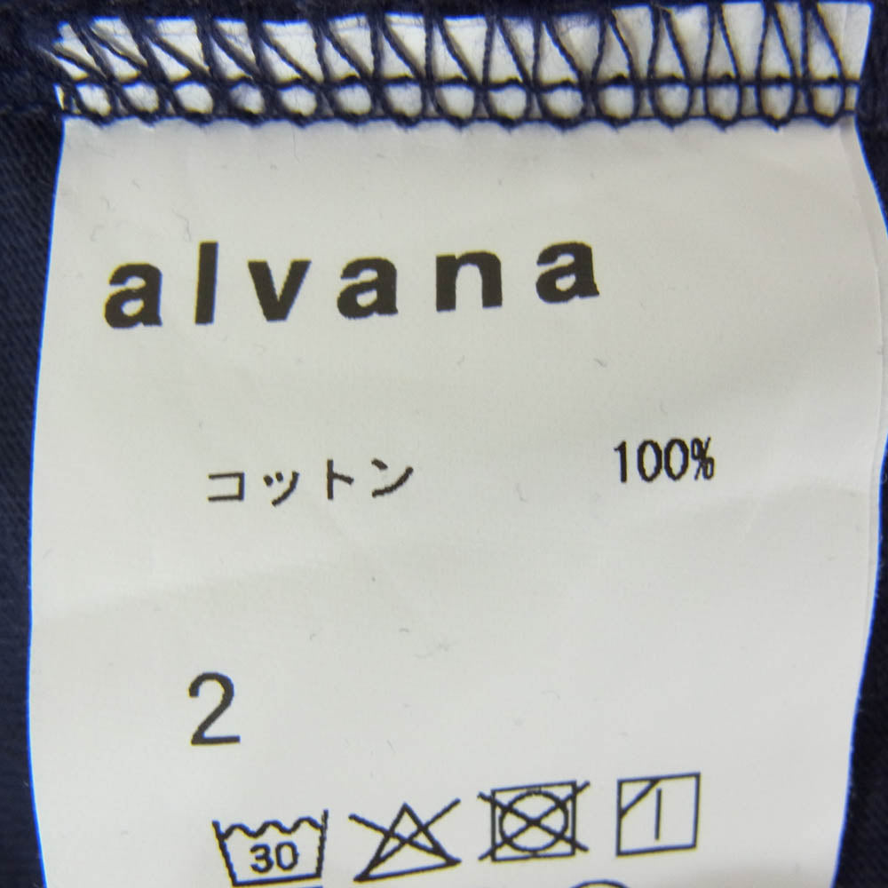 ALVANA アルヴァナ 天竺 VショートスリーブT Vネック 半袖 Tシャツ ネイビー系 2【中古】