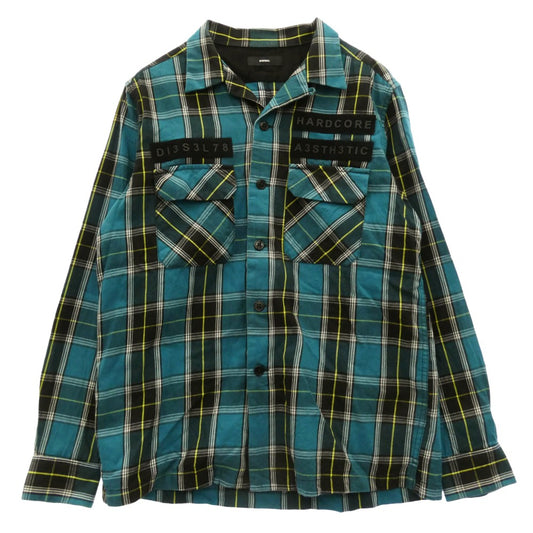 DIESEL ディーゼル テープデザイン チェック 長袖シャツ グリーン系 S【中古】