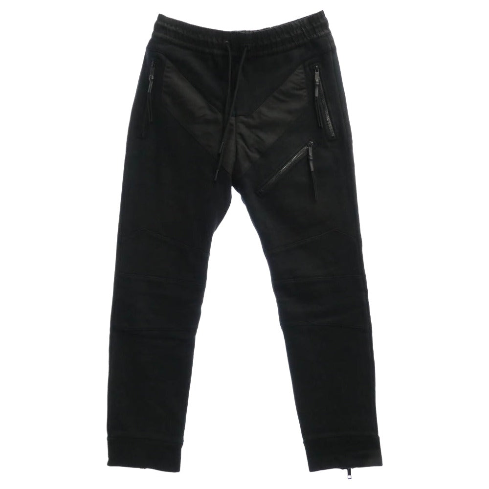 DIESEL ディーゼル STESSEL ハイブリッド 異素材切替 裾ジップ スウェットパンツ ブラック系 S【中古】