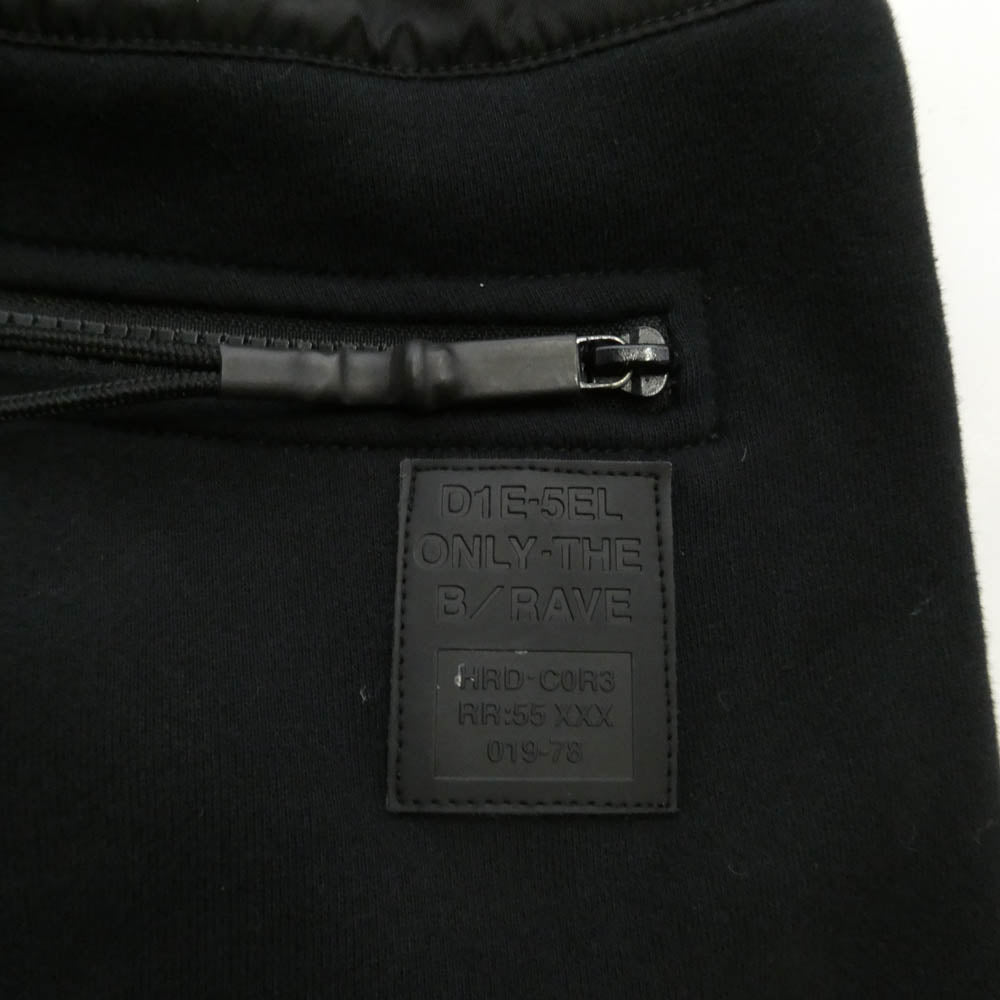 DIESEL ディーゼル STESSEL ハイブリッド 異素材切替 裾ジップ スウェットパンツ ブラック系 S【中古】