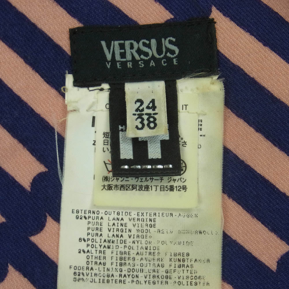 VERSACE ヴェルサーチ VERSUS Vネック ドレス ノースリーブ 総柄 ワンピース ネイビー系 ピンク系 24 / 38【中古】