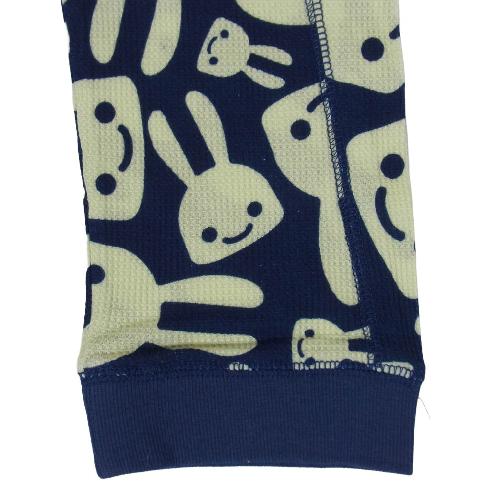 キューン HBIKT43 総柄うさぎ サーマル ストレッチ ワッフル パンツ ネイビー系 3【美品】【中古】