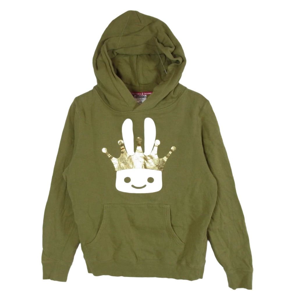 キューン 王冠ウサギ スウェット パーカー モスグリーン系 S【中古】