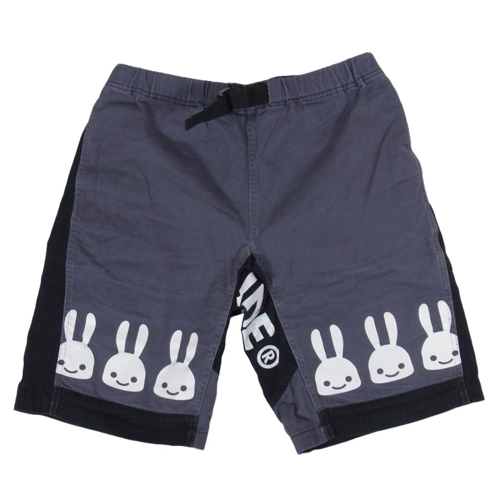 キューン 登山ショーツ うさぎ6連前後プリント クライミング ハーフ ショート パンツ グレー系 ブラック系 2【中古】