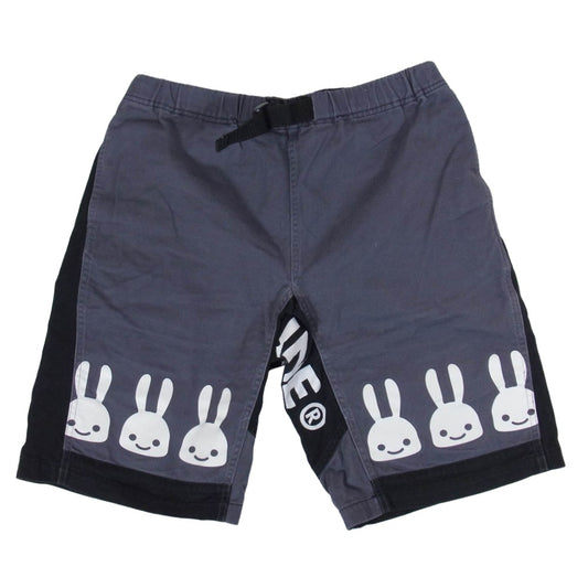 キューン 登山ショーツ うさぎ6連前後プリント クライミング ハーフ ショート パンツ グレー系 ブラック系 2【中古】
