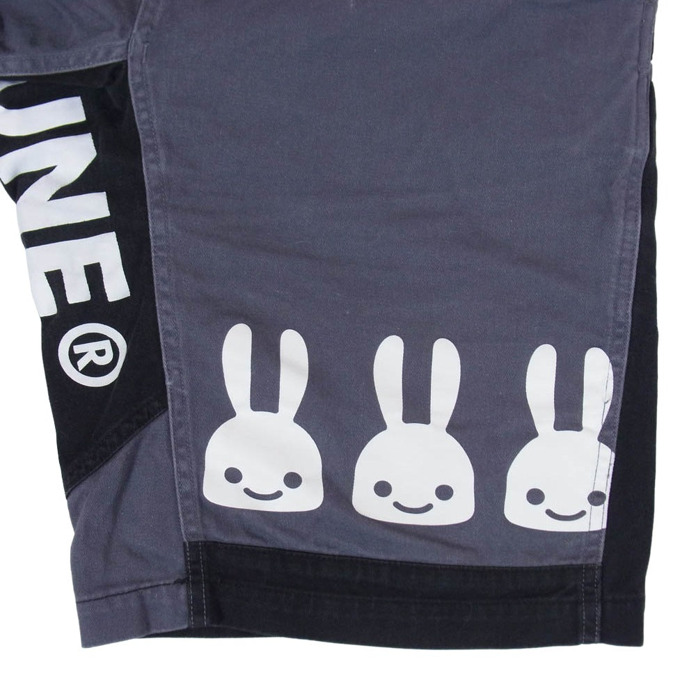 キューン 登山ショーツ うさぎ6連前後プリント クライミング ハーフ ショート パンツ グレー系 ブラック系 2【中古】