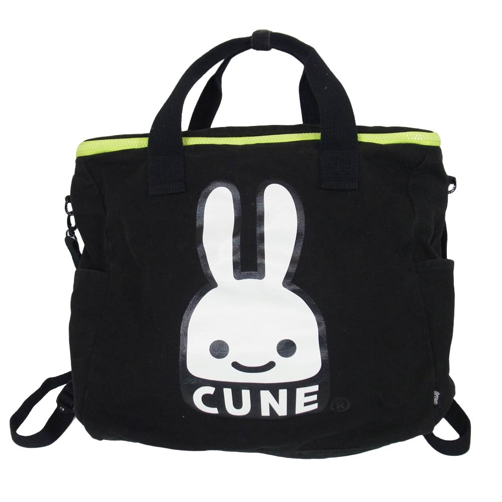 キューン 3WAYキャンバス スクエア バッグ L ブラック系 L【中古】