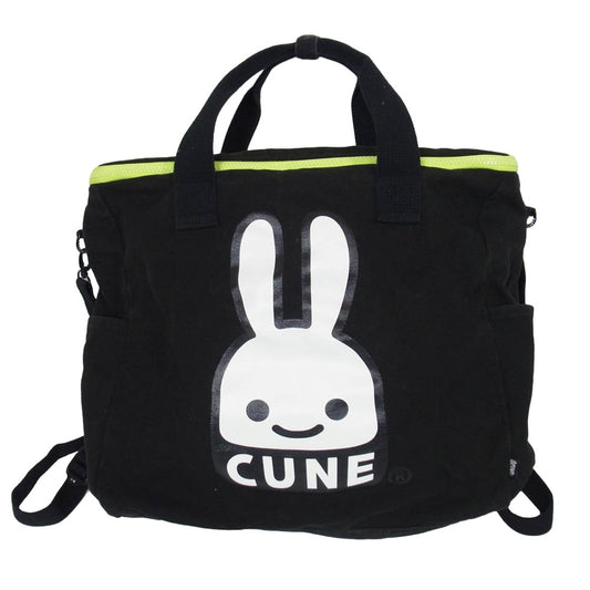 キューン 3WAYキャンバス スクエア バッグ L ブラック系 L【中古】