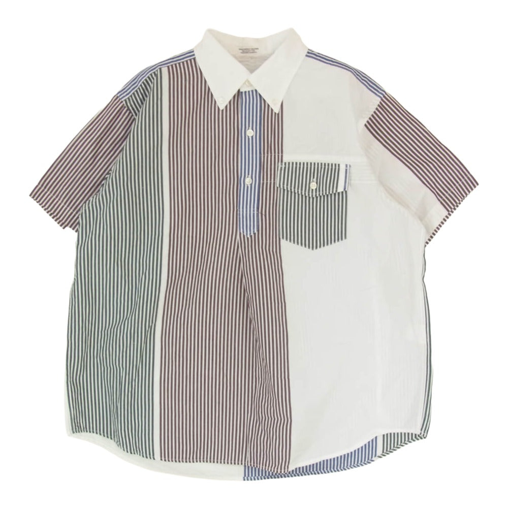 Engineered Garments エンジニアードガーメンツ POPOVER BD SHIRT BLOCK STRIPE ポップオーバー ブロック ストライプ ボタンダウン プルオーバー 半袖 シャツ マルチカラー系 M【中古】
