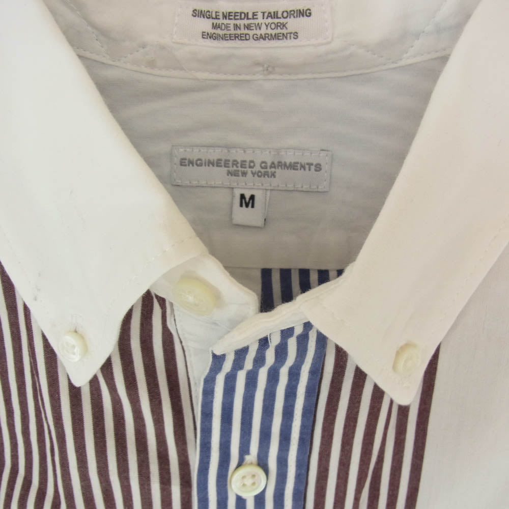 Engineered Garments エンジニアードガーメンツ POPOVER BD SHIRT BLOCK STRIPE ポップオーバー ブロック ストライプ ボタンダウン プルオーバー 半袖 シャツ マルチカラー系 M【中古】
