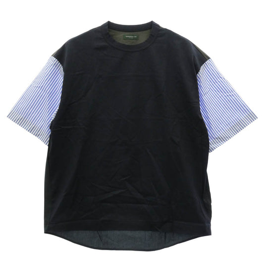 TOMORROWLAND トゥモローランド コットン天竺 切り替え クルーネック 半袖 Tシャツ ブラック系 S【極上美品】【中古】