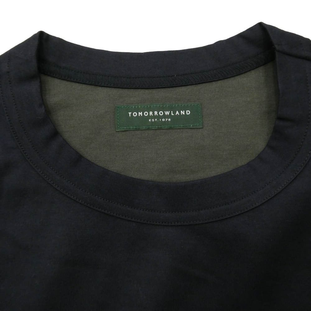 TOMORROWLAND トゥモローランド コットン天竺 切り替え クルーネック 半袖 Tシャツ ブラック系 S【極上美品】【中古】