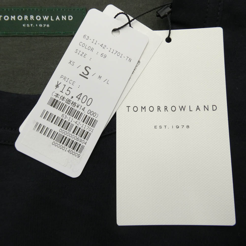 TOMORROWLAND トゥモローランド コットン天竺 切り替え クルーネック 半袖 Tシャツ ブラック系 S【極上美品】【中古】