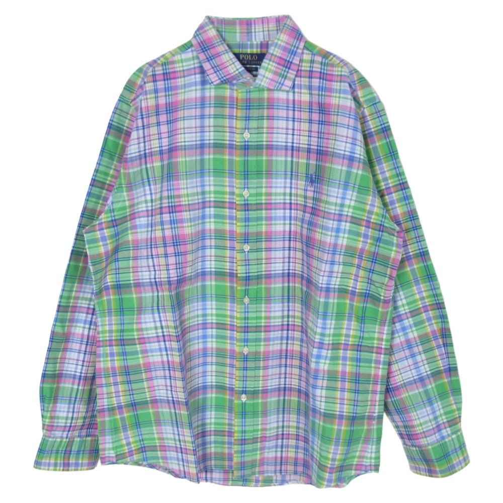 POLO RALPH LAUREN ポロ・ラルフローレン CLASSIC FIT クラシック フィット マドラスチェック BD ボタンダウン 長袖 シャツ マルチカラー系 LG【美品】【中古】