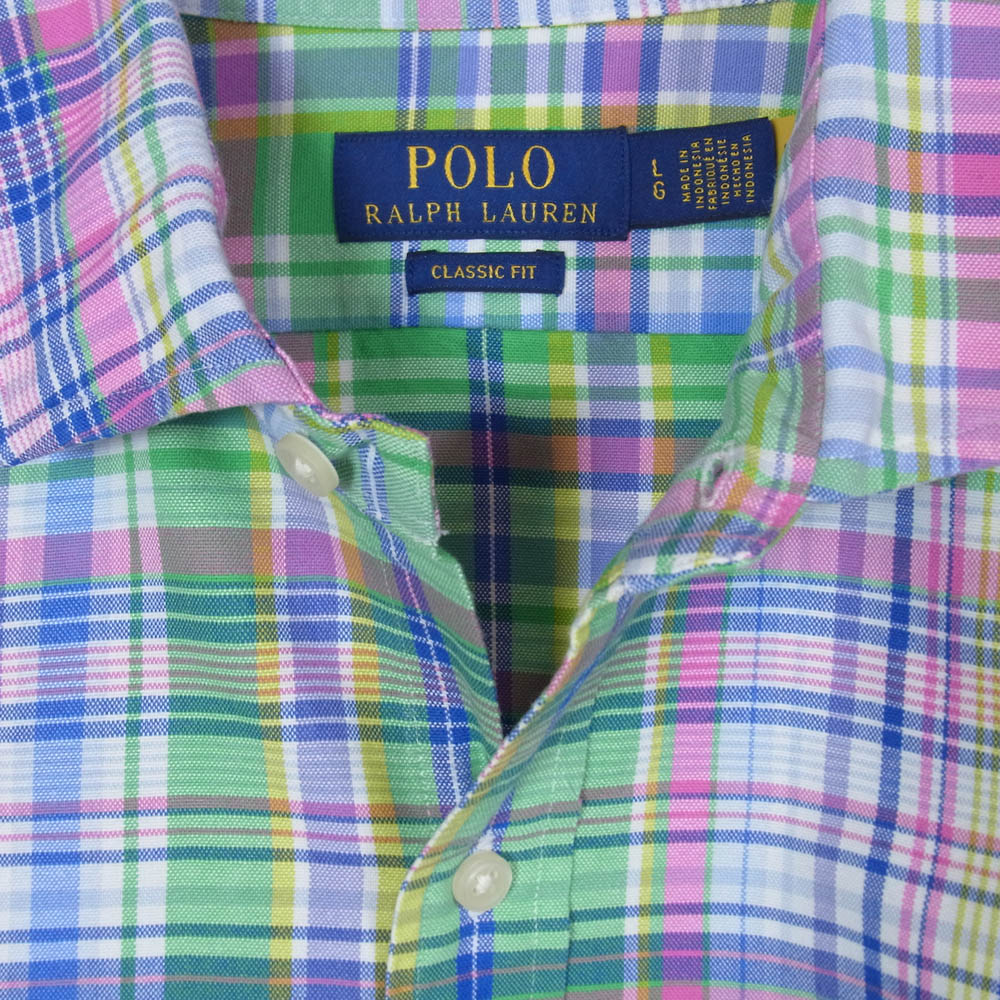 POLO RALPH LAUREN ポロ・ラルフローレン CLASSIC FIT クラシック フィット マドラスチェック BD ボタンダウン 長袖 シャツ マルチカラー系 LG【美品】【中古】