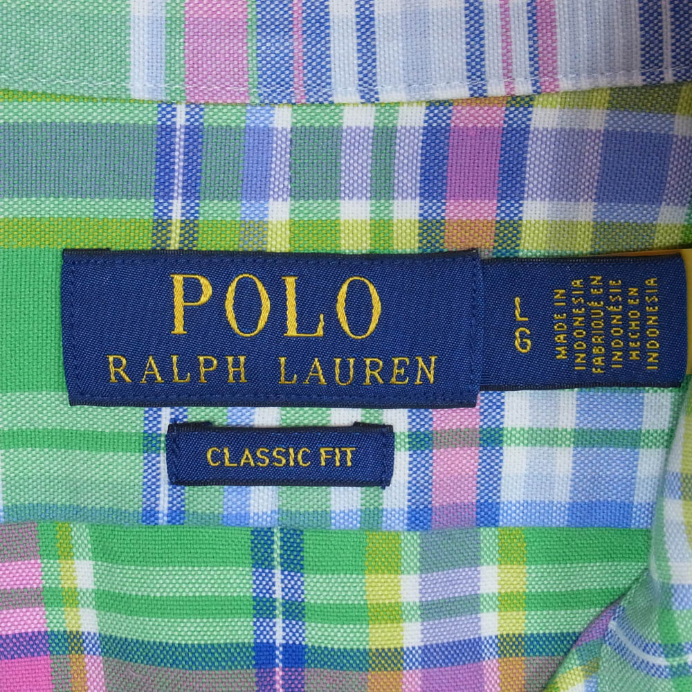 POLO RALPH LAUREN ポロ・ラルフローレン CLASSIC FIT クラシック フィット マドラスチェック BD ボタンダウン 長袖 シャツ マルチカラー系 LG【美品】【中古】