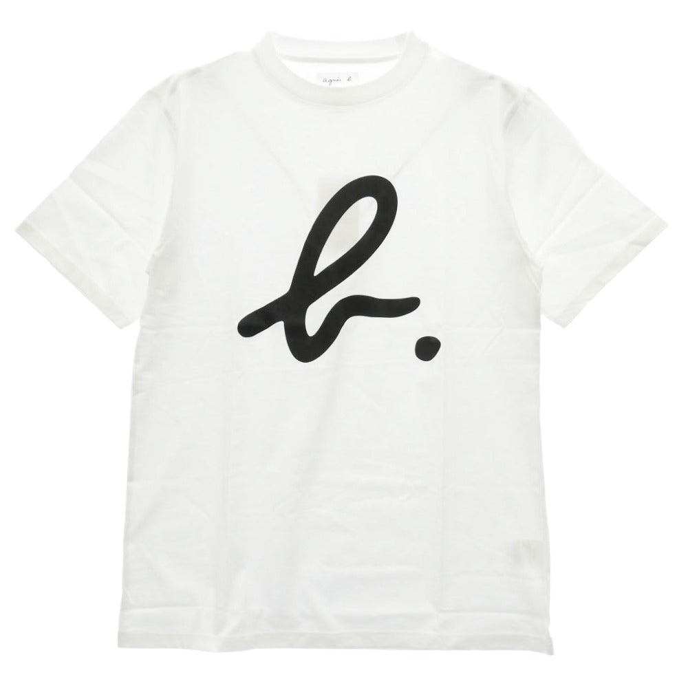 agnes b. アニエスベー ADAM ET ROPE アダムエロぺ コラボ Wネーム ビッグロゴ クルーネック 半袖 Tシャツ ホワイト系 XL【極上美品】【中古】