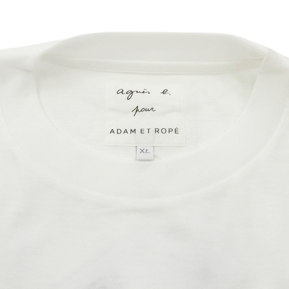 agnes b. アニエスベー ADAM ET ROPE アダムエロぺ コラボ Wネーム ビッグロゴ クルーネック 半袖 Tシャツ ホワイト系 XL【極上美品】【中古】