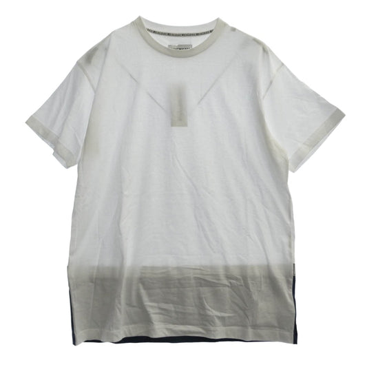 BIKKEMBERGS ビッケンバーグ バックロゴ切替 クルーネック 半袖 Tシャツ ホワイト系 L【極上美品】【中古】