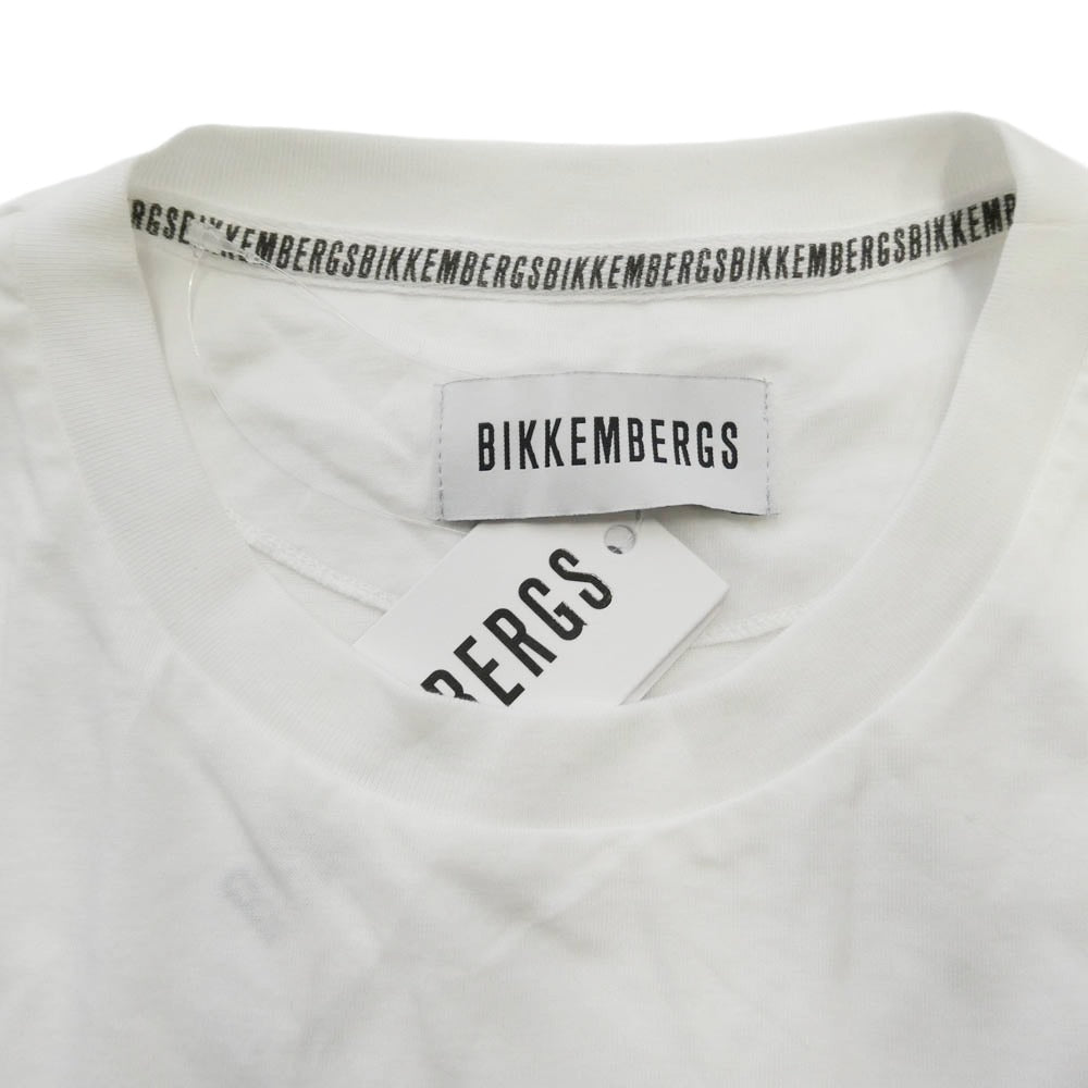 BIKKEMBERGS ビッケンバーグ バックロゴ切替 クルーネック 半袖 Tシャツ ホワイト系 L【極上美品】【中古】