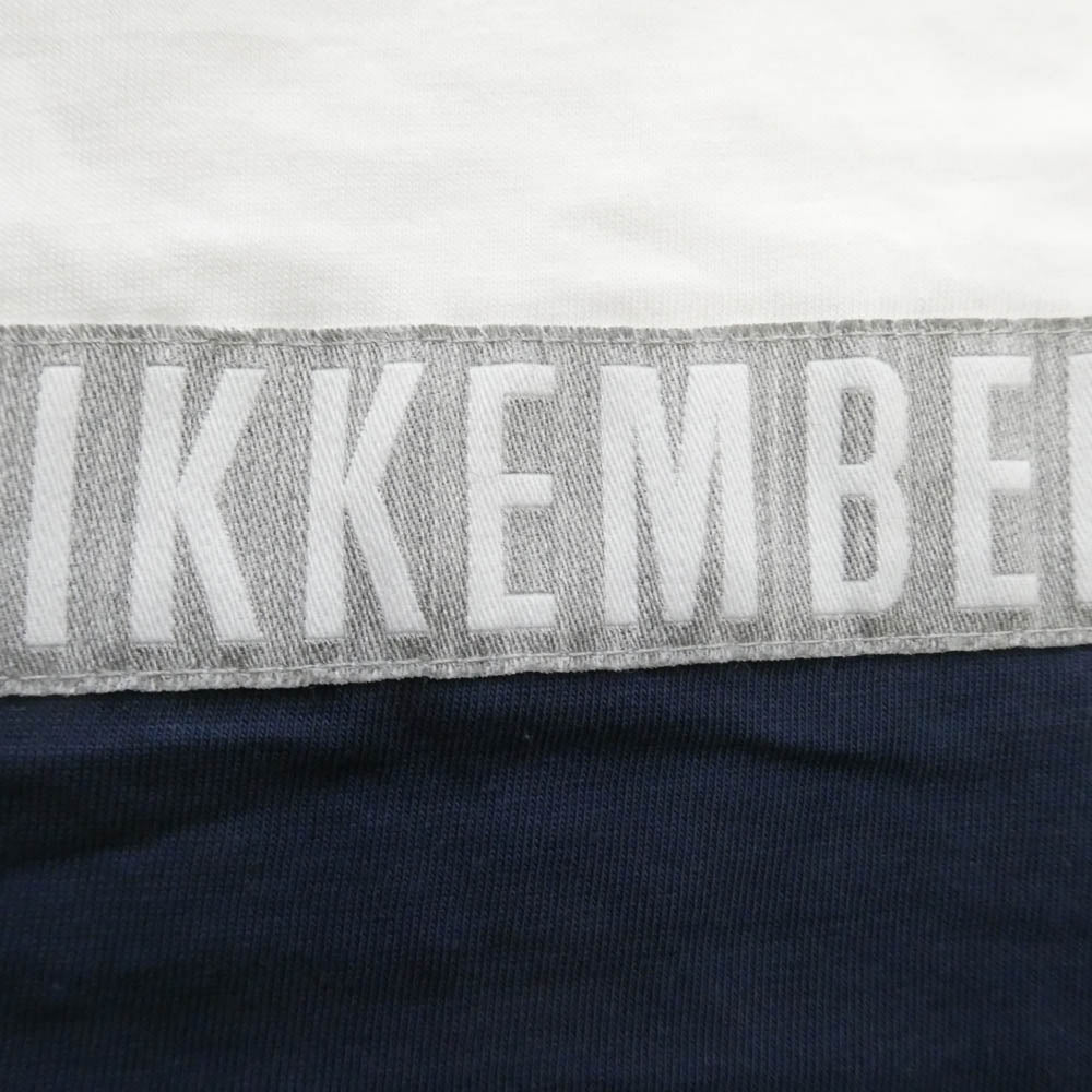 BIKKEMBERGS ビッケンバーグ バックロゴ切替 クルーネック 半袖 Tシャツ ホワイト系 L【極上美品】【中古】