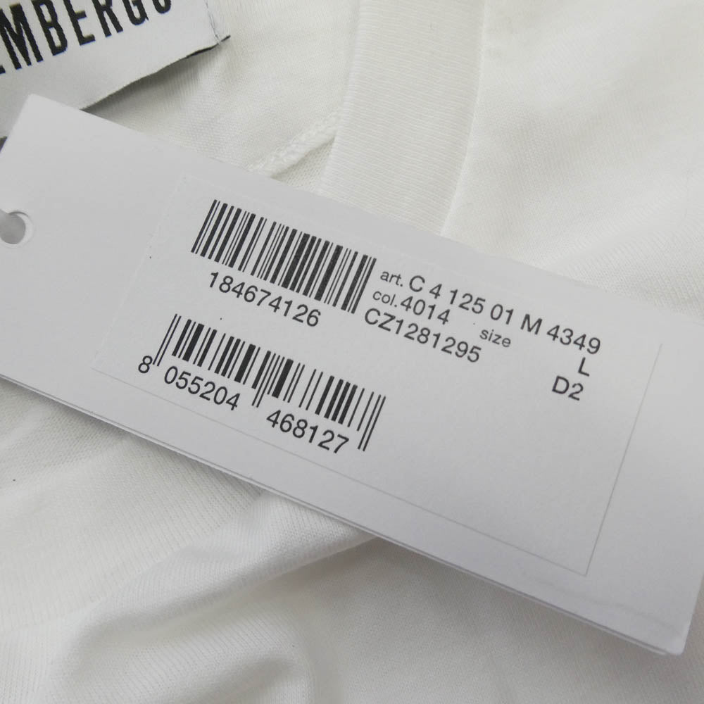 BIKKEMBERGS ビッケンバーグ バックロゴ切替 クルーネック 半袖 Tシャツ ホワイト系 L【極上美品】【中古】