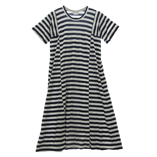 COMME des GARCONS コムデギャルソン コムコム 20SS RG-T022 ボーダー 切替 ワンピース ブラック系 ホワイト系 XS【美品】【中古】