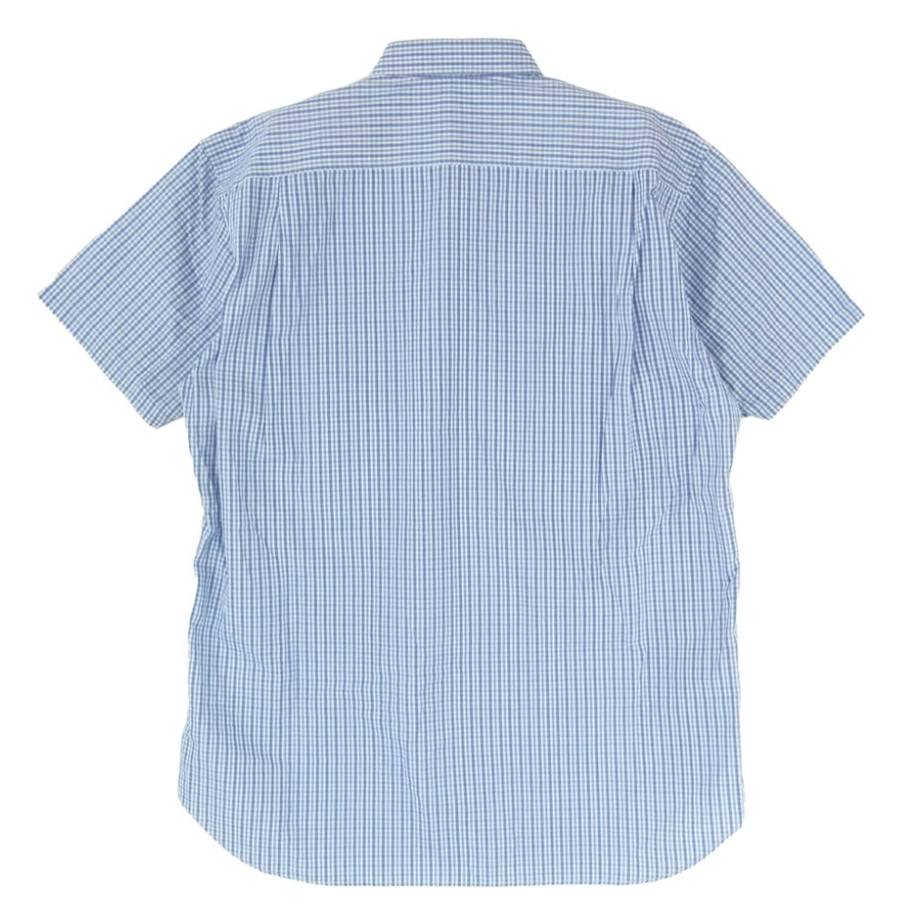 COMME des GARCONS コムデギャルソン S22056 SHIRT シャツ パッチワーク ダブルフロントポケット チェック 花柄切替 半袖 シャツ ブルー系 M【中古】