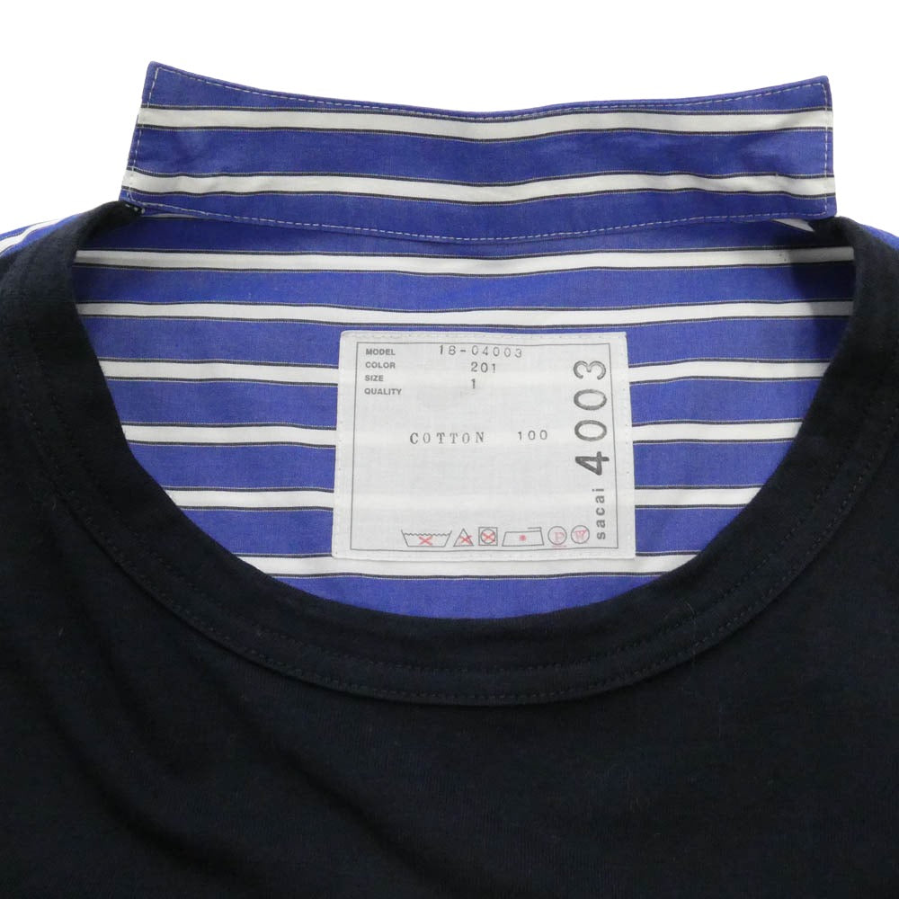 Sacai サカイ 18SS 18-04003 バックプリーツ ストライプシャツ切替
