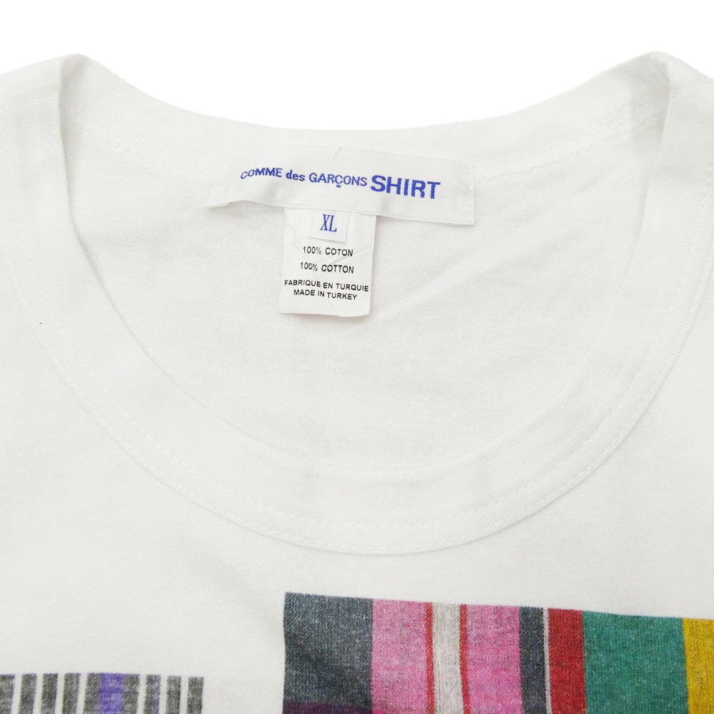 COMME des GARCONS コムデギャルソン 25SS FO-T007 SHIRT シャツ チェックプリント クルーネック 半袖 Tシャツ ホワイト系 マルチカラー系 XL【中古】