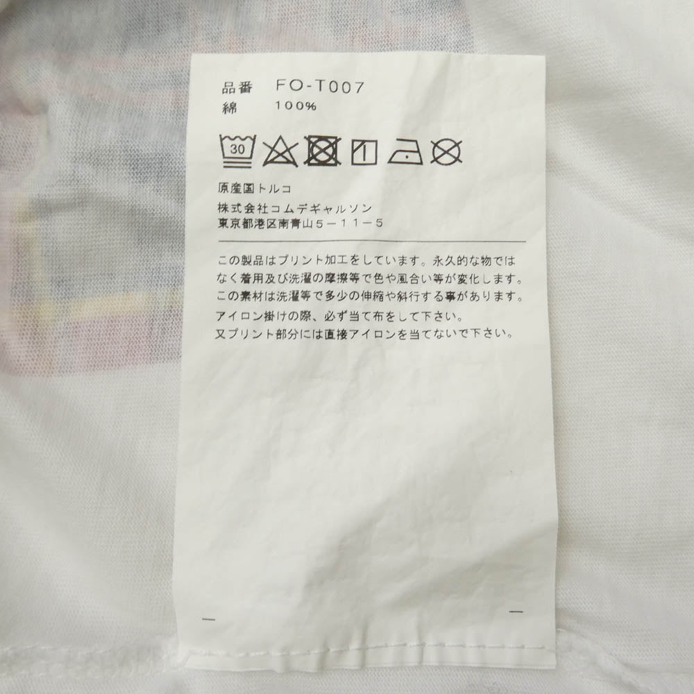 COMME des GARCONS コムデギャルソン 25SS FO-T007 SHIRT シャツ チェックプリント クルーネック 半袖 Tシャツ ホワイト系 マルチカラー系 XL【中古】