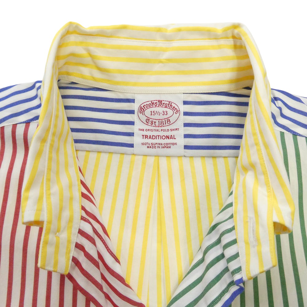 UNITED ARROWS ユナイテッドアローズ x Brooks Brothers ブルックスブラザーズ 別注 ストライプ パッチワーク デザイン 長袖 シャツ マルチカラー系 15 1/2【極上美品】【中古】