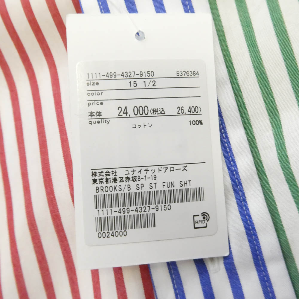 UNITED ARROWS ユナイテッドアローズ x Brooks Brothers ブルックスブラザーズ 別注 ストライプ パッチワーク デザイン 長袖 シャツ マルチカラー系 15 1/2【極上美品】【中古】