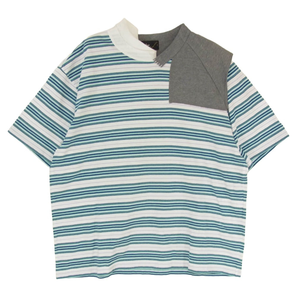 kolor カラー 25SS 25SCM-T21219S ボーダー切替 ドッキング クルーネック 半袖 Tシャツ グリーン系 2【中古】