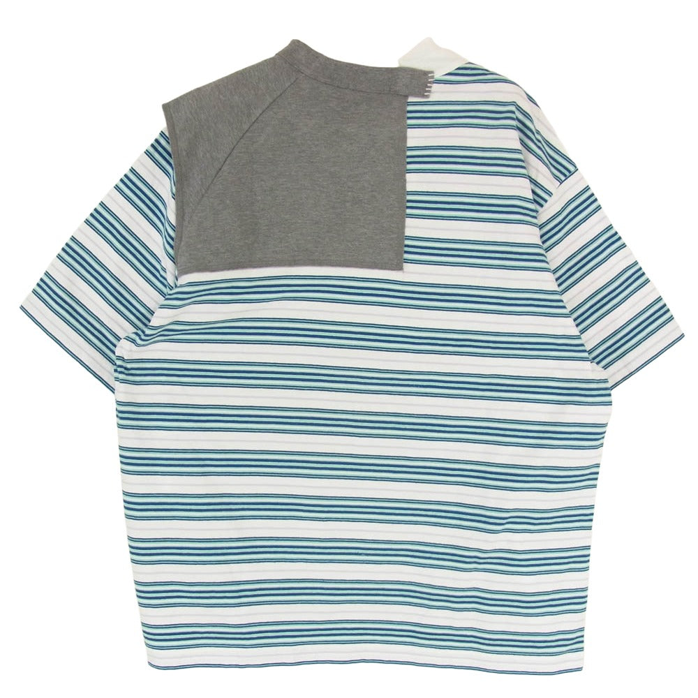 kolor カラー 25SS 25SCM-T21219S ボーダー切替 ドッキング クルーネック 半袖 Tシャツ グリーン系 2【中古】