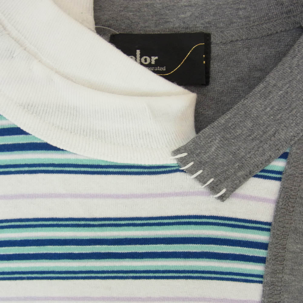 kolor カラー 25SS 25SCM-T21219S ボーダー切替 ドッキング クルーネック 半袖 Tシャツ グリーン系 2【中古】