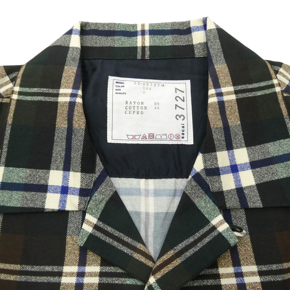 Sacai サカイ 25SS 25-03727M Plaid Print Shirt チェック プリント オープンカラー 開襟 半袖 シャツ マルチカラー系 2【中古】