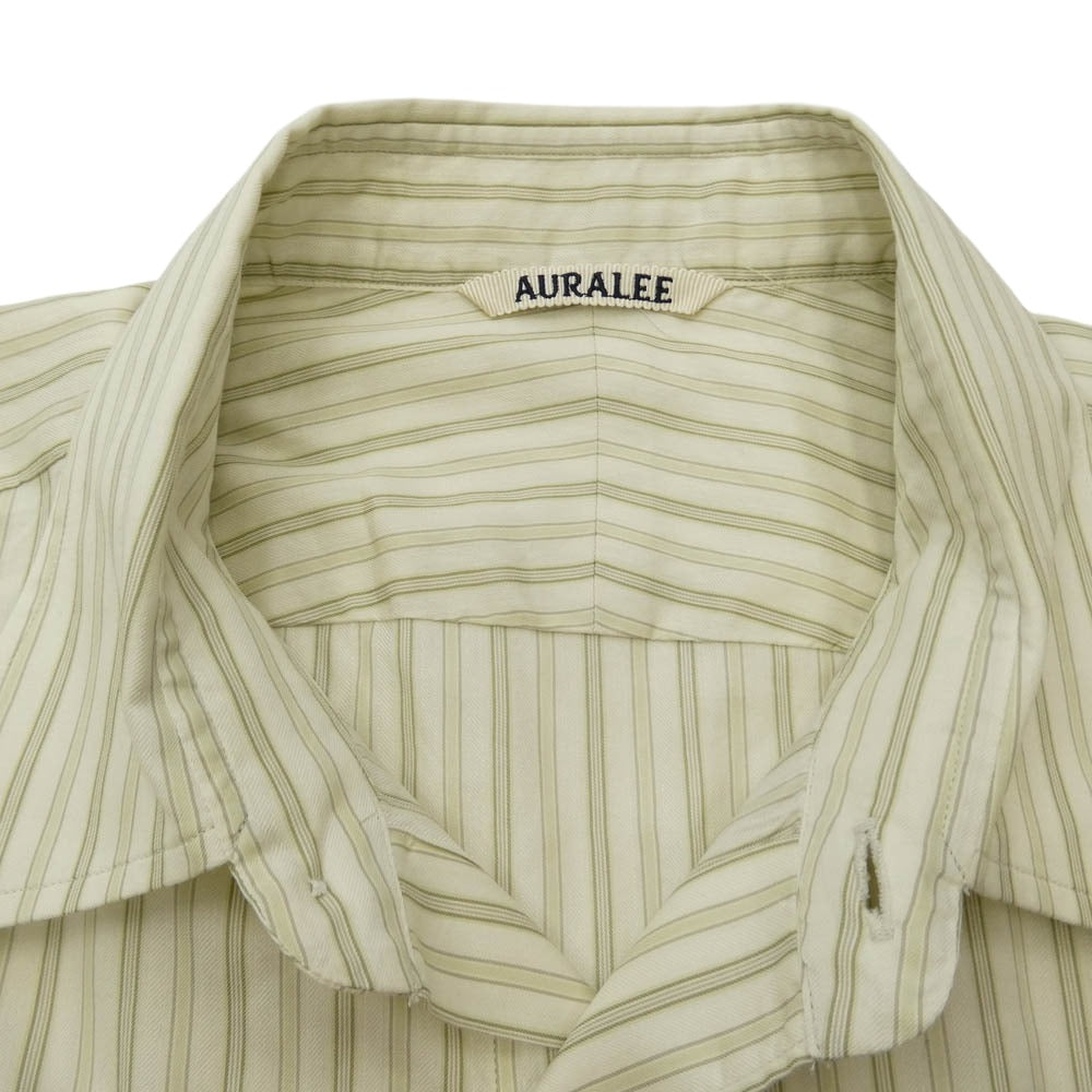 AURALEE オーラリー 26SS A26SS01CS COTTON SILK STRIPE SHIRT ギザコットン シルク ストライプ 長袖 シャツ ベージュ系 4【極上美品】【中古】