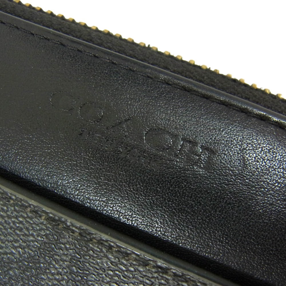 COACH コーチ 58112 シグネチャー ラウンド ファスナー ウオレット 長財布 ブラック系【中古】