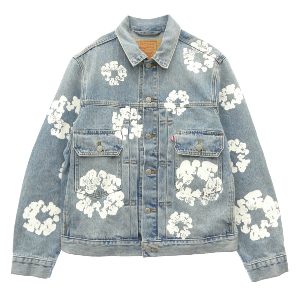 デニムティアーズ PC9-A2318-0003 × LEVIS リーバイス TYPE-2 ALL OVER WREATH LIGHT WASH フラワー プリント セカンド デニムジャケット ライトブルー系 ホワイト系 M【中古】
