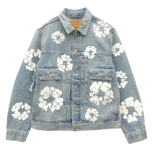 デニムティアーズ PC9-A2318-0003 × LEVIS リーバイス TYPE-2 ALL OVER WREATH LIGHT WASH フラワー プリント セカンド デニムジャケット ライトブルー系 ホワイト系 M【中古】